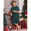 imageSWOMOG Mens Nightshirt Short Sleeve Nightgown Soft Loose Sleepwear Lightweight Nightwear Comfy Henley Sleep Shirt SXXLBlack Green Grid