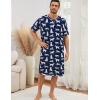 imageSWOMOG Mens Nightshirt Short Sleeve Nightgown Soft Loose Sleepwear Lightweight Nightwear Comfy Henley Sleep Shirt SXXLNavy Blue Dogs