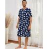 imageSWOMOG Mens Nightshirt Short Sleeve Nightgown Soft Loose Sleepwear Lightweight Nightwear Comfy Henley Sleep Shirt SXXLNavy Blue Dogs