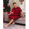 imageSWOMOG Mens Nightshirt Short Sleeve Nightgown Soft Loose Sleepwear Lightweight Nightwear Comfy Henley Sleep Shirt SXXLRed Black Grid