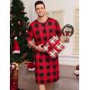 imageSWOMOG Mens Nightshirt Short Sleeve Nightgown Soft Loose Sleepwear Lightweight Nightwear Comfy Henley Sleep Shirt SXXLRed Black Grid