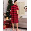 imageSWOMOG Mens Nightshirt Short Sleeve Nightgown Soft Loose Sleepwear Lightweight Nightwear Comfy Henley Sleep Shirt SXXLRed Black Grid