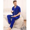 imageSWOMOG Mens Satin Pajama Set Short Sleeve Classic Sleepwear Button Down Silky Loungewear with Long PantsBlue