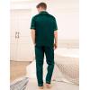 imageSWOMOG Mens Satin Pajama Set Short Sleeve Classic Sleepwear Button Down Silky Loungewear with Long PantsDark Forest Green