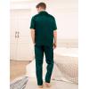 imageSWOMOG Mens Satin Pajama Set Short Sleeve Classic Sleepwear Button Down Silky Loungewear with Long PantsDeep Green