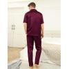 imageSWOMOG Mens Satin Pajama Set Short Sleeve Classic Sleepwear Button Down Silky Loungewear with Long PantsDeep Wine Red