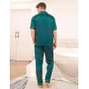 imageSWOMOG Mens Satin Pajama Set Short Sleeve Classic Sleepwear Button Down Silky Loungewear with Long PantsGreen
