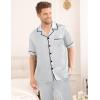 imageSWOMOG Mens Satin Pajama Set Short Sleeve Classic Sleepwear Button Down Silky Loungewear with Long PantsGrey