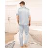 imageSWOMOG Mens Satin Pajama Set Short Sleeve Classic Sleepwear Button Down Silky Loungewear with Long PantsGrey