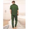 imageSWOMOG Mens Satin Pajama Set Short Sleeve Classic Sleepwear Button Down Silky Loungewear with Long PantsOlive Green