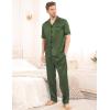 imageSWOMOG Mens Satin Pajama Set Short Sleeve Classic Sleepwear Button Down Silky Loungewear with Long PantsOlive Green