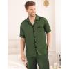 imageSWOMOG Mens Satin Pajama Set Short Sleeve Classic Sleepwear Button Down Silky Loungewear with Long PantsOlive Green