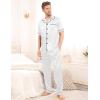 imageSWOMOG Mens Satin Pajama Set Short Sleeve Classic Sleepwear Button Down Silky Loungewear with Long PantsWhite