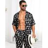 imageSWOMOG Mens Satin Pajama Set Short Sleeve Classic Sleepwear Button Down Silky Loungewear with Long PantsWhite Leopard Print