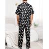 imageSWOMOG Mens Satin Pajama Set Short Sleeve Classic Sleepwear Button Down Silky Loungewear with Long PantsWhite Leopard Print