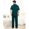 imageSWOMOG Mens Satin Pajama Set Short Sleeve Classic Sleepwear Button Down Silky Loungewear with Long PantsZ  Solid Deep Green  With Drawstrings
