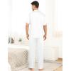 imageSWOMOG Mens Satin Pajama Set Short Sleeve Classic Sleepwear Button Down Silky Loungewear with Long PantsZ  Solid White  With Drawstrings