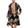 imageSWOMOG Mens Satin Robe Silky Kimono Bathrobe with Shorts Set Lightweight Soft Loungewear NightwearBlack Dragon