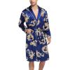 imageSWOMOG Mens Satin Robe Silky Kimono Bathrobe with Shorts Set Lightweight Soft Loungewear NightwearBlue Dragon