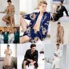 imageSWOMOG Mens Satin Robe Silky Kimono Bathrobe with Shorts Set Lightweight Soft Loungewear NightwearBlue Dragon