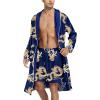 imageSWOMOG Mens Satin Robe Silky Kimono Bathrobe with Shorts Set Lightweight Soft Loungewear NightwearBlue Dragon