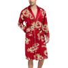imageSWOMOG Mens Satin Robe Silky Kimono Bathrobe with Shorts Set Lightweight Soft Loungewear NightwearRed Dragon