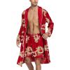 imageSWOMOG Mens Satin Robe Silky Kimono Bathrobe with Shorts Set Lightweight Soft Loungewear NightwearRed Dragon