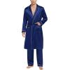 imageSWOMOG Mens Satin Robe Silky Kimono Bathrobe with Shorts Set Lightweight Soft Loungewear NightwearZlong Sleeveblue