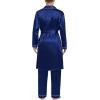 imageSWOMOG Mens Satin Robe Silky Kimono Bathrobe with Shorts Set Lightweight Soft Loungewear NightwearZlong Sleeveblue