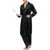 imageSWOMOG Mens Satin Robe Silky Kimono Bathrobe with Shorts Set Lightweight Soft Loungewear NightwearZlong Sleevecarbon