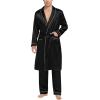 imageSWOMOG Mens Satin Robe Silky Kimono Bathrobe with Shorts Set Lightweight Soft Loungewear NightwearZlong Sleevecarbon