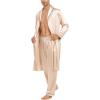 imageSWOMOG Mens Satin Robe Silky Kimono Bathrobe with Shorts Set Lightweight Soft Loungewear NightwearZlong Sleevechampagne