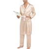 imageSWOMOG Mens Satin Robe Silky Kimono Bathrobe with Shorts Set Lightweight Soft Loungewear NightwearZlong Sleevechampagne