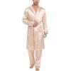 imageSWOMOG Mens Satin Robe Silky Kimono Bathrobe with Shorts Set Lightweight Soft Loungewear NightwearZlong Sleevechampagne