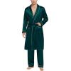 imageSWOMOG Mens Satin Robe Silky Kimono Bathrobe with Shorts Set Lightweight Soft Loungewear NightwearZlong Sleevedeep Green