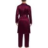 imageSWOMOG Mens Satin Robe Silky Kimono Bathrobe with Shorts Set Lightweight Soft Loungewear NightwearZlong Sleevedeep Wine Red