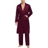 imageSWOMOG Mens Satin Robe Silky Kimono Bathrobe with Shorts Set Lightweight Soft Loungewear NightwearZlong Sleevedeep Wine Red