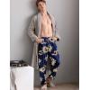 imageSWOMOG Mens Satin Silk Pajama Pant Long Pj Bottoms Soft Lounge Sleep Pants with PocketsA Blue Dragon