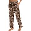 imageSWOMOG Mens Satin Silk Pajama Pant Long Pj Bottoms Soft Lounge Sleep Pants with PocketsA Leopard Print