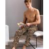imageSWOMOG Mens Satin Silk Pajama Pant Long Pj Bottoms Soft Lounge Sleep Pants with PocketsA Leopard Print