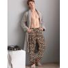 imageSWOMOG Mens Satin Silk Pajama Pant Long Pj Bottoms Soft Lounge Sleep Pants with PocketsA Leopard Print