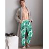 imageSWOMOG Mens Satin Silk Pajama Pant Long Pj Bottoms Soft Lounge Sleep Pants with PocketsA White Leaves