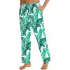 imageSWOMOG Mens Satin Silk Pajama Pant Long Pj Bottoms Soft Lounge Sleep Pants with PocketsA White Leaves