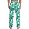 imageSWOMOG Mens Satin Silk Pajama Pant Long Pj Bottoms Soft Lounge Sleep Pants with PocketsA White Leaves