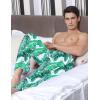 imageSWOMOG Mens Satin Silk Pajama Pant Long Pj Bottoms Soft Lounge Sleep Pants with PocketsA White Leaves