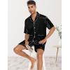 imageSWOMOG Mens Silk Pajama Set 2 Pieces Short Sleeve Soft Satin Sleepwear Button Down PjBlack