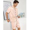 imageSWOMOG Mens Silk Pajama Set 2 Pieces Short Sleeve Soft Satin Sleepwear Button Down PjChampagne