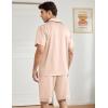 imageSWOMOG Mens Silk Pajama Set 2 Pieces Short Sleeve Soft Satin Sleepwear Button Down PjChampagne