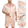 imageSWOMOG Mens Silk Pajama Set 2 Pieces Short Sleeve Soft Satin Sleepwear Button Down PjChampagne