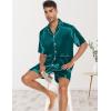 imageSWOMOG Mens Silk Pajama Set 2 Pieces Short Sleeve Soft Satin Sleepwear Button Down PjGreen